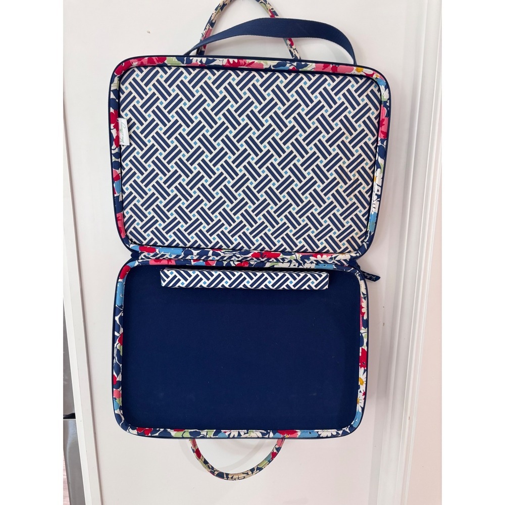 Vera Bradley Floral Quilted Laptop Bag Blue Multicolor Shoulder Strap Work Bag - Picture 3 of 9
